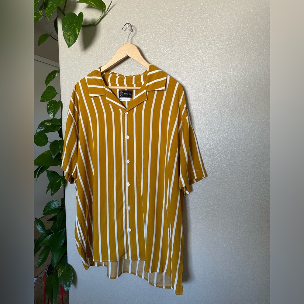 Original Use Mustard and White Striped Casual Shirt
